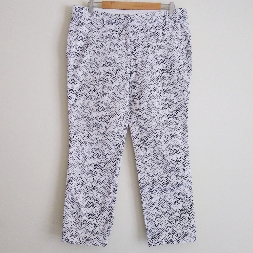 Kenar crop dress‎ pants black white print 10
